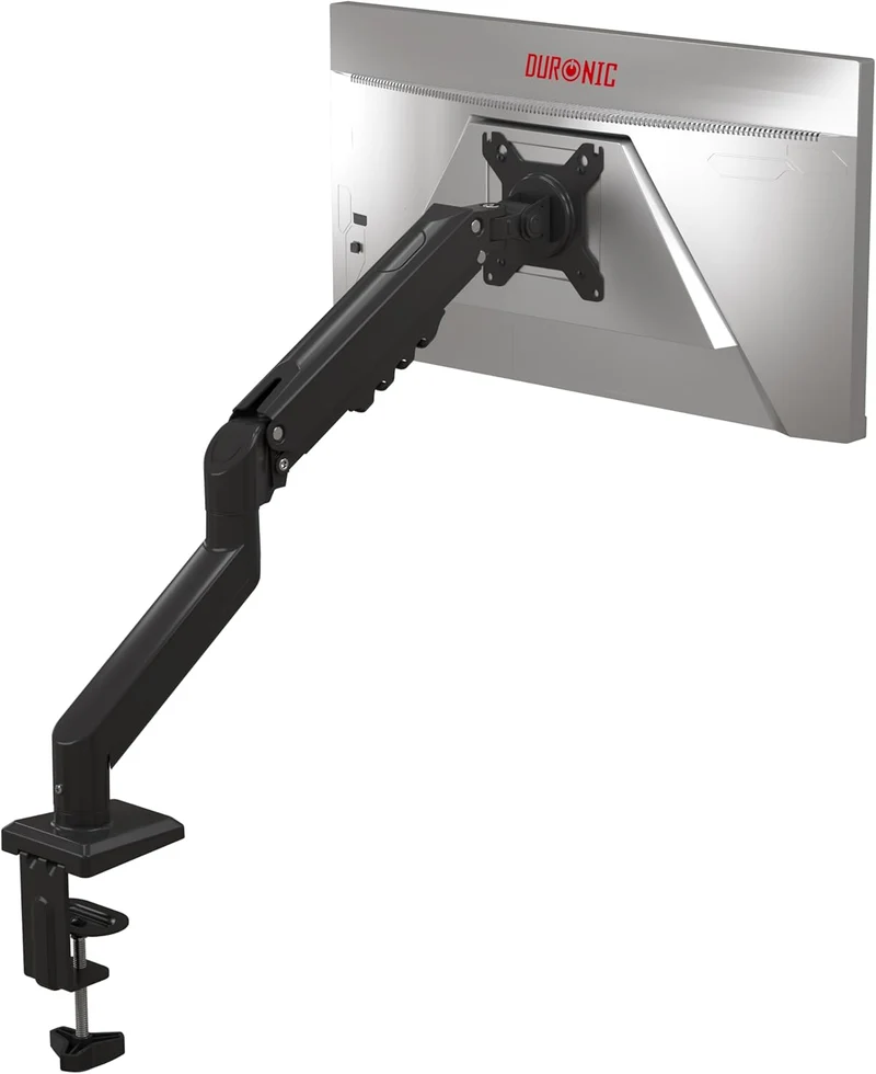 Duronic DM6A1 Monitorhalterung mit Gasfeder, Monitorarm schwenkbar neigbar drehbar für 32 Zoll QHD Curved Gaming Monitore, VESA 75/100, Tischhalterung
